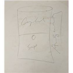 Signed Andy Warhol Campbell’s Soup Sketch