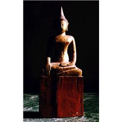 Wood Buddha. C. 1750, in seated positio