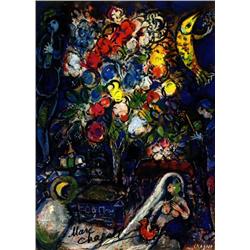 Pedestal of Flowers. Lithograph in bril