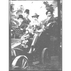 Tintype in Automobile. Showing four men