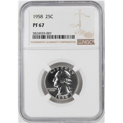 1958 Proof Washington Quarter Coin NGC PF67