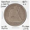 Image 1 : 1871-CC with Motto $1 Seated Liberty Silver Dollar Coin