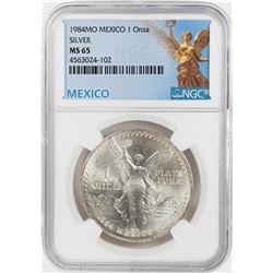 1984Mo Mexico 1 Onza Libertad Silver Coin NGC MS65