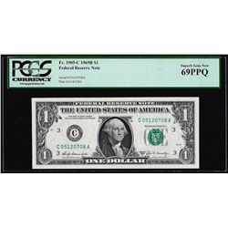 1969B $1 Federal Reserve Note Fr.1905-C PCGS Superb Gem New 69PPQ