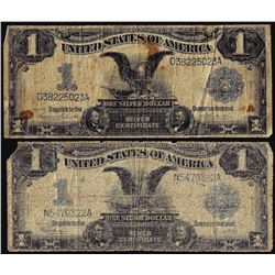 Lot of (2) 1899 $1 Black Eagle Silver Certificate Notes
