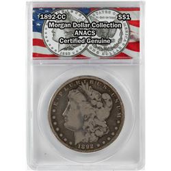 1892-CC $1 Morgan Silver Dollar Coin ANACS Certified Genuine