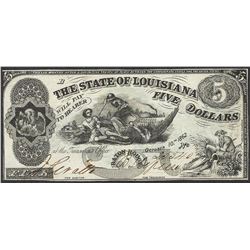 1862 $5 State of Louisiana Baton Rouge Obsolete Note