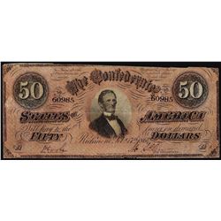 1864 $50 Confederate States of America Note