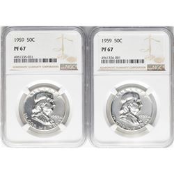 Lot of (2) 1959 Franklin Half Dollar Coins NGC PF67