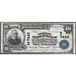 1902 PB $10 Commercial NB of Washington, DC CH# 7446 National Currency Note