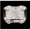 Image 1 : 18K White Gold Men's 3.80 ctw Princess & Baguette Diamond Ring