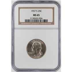 1937-S Washington Quarter Coin NGC MS65