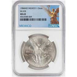 1984Mo Mexico 1 Onza Libertad Silver Coin NGC MS65