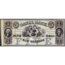 1800's $5 Canal Bank New Orleans Obsolete Note