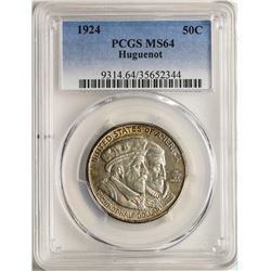 1924 Huguenot Tercentenary Commemorative Half Dollar Coin PCGS MS64