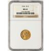 Image 1 : 1926 $2 1/2 Indian Head Quarter Eagle Gold Coin NGC MS63