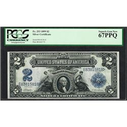 1899 $2 Mini-Porthole Silver Certificate Note Fr.253 PCGS Superb Gem New 67PPQ