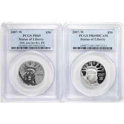 Set of 2007-W $50 Proof Platinum American Eagle Coins PCGS PR69DCAM