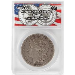 1880-CC $1 Morgan Silver Dollar Coin ANACS Certified Genuine