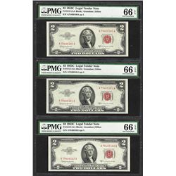 Lot of (3) Consecutive 1953C $2 Legal Tender Notes Fr.1512 PMG Gem Uncirculated 66EPQ