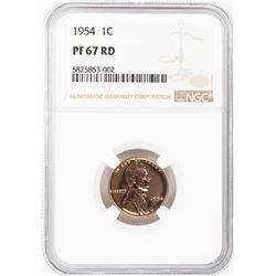 1954 Proof Lincoln Wheat Cent Coin NGC PF67RD