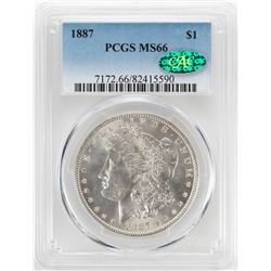 1887 $1 Morgan Silver Dollar Coin PCGS MS66 CAC