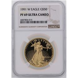 1991-W $50 American Gold Eagle Coin NGC PF69 Ultra Cameo