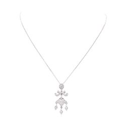 14KT White Gold 0.40 ctw Diamond Chandelier Pendant with Chain