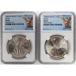 1984-1985Mo Mexico 1 Onza Libertad Silver Coins NGC MS66