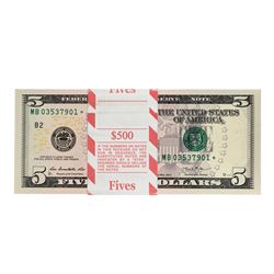 Pack of (100) 2013 $5 Federal Reserve Star Notes