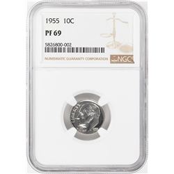 1955 Proof Roosevelt Dime Coin NGC PF69