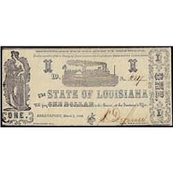 1864 $1 State of Louisiana Obsolete Note