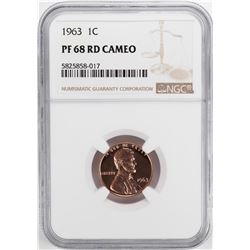 1963 Proof Lincoln Memorial Cent Coin NGC PF68RD Cameo
