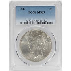 1927 $1 Peace Silver Dollar Coin PCGS MS63