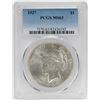 Image 1 : 1927 $1 Peace Silver Dollar Coin PCGS MS63