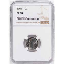 1964 Proof Roosevelt Dime Coin NGC PF68