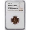 Image 1 : 1962 Proof Lincoln Memorial Cent Coin NGC PF68RD Cameo