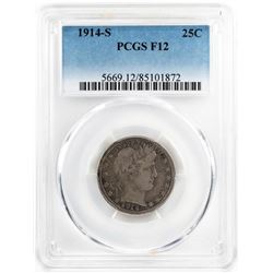 1914-S Barber Quarter Coin PCGS F12