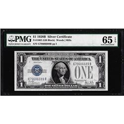 1928B $1 Funnyback Silver Certificate Note Fr.1602 PMG Gem Uncirculated 65EPQ