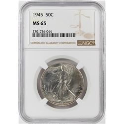 1945 Walking Liberty Half Dollar Coins NGC MS65