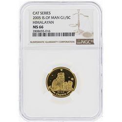 2005 Isle of Man 1/5 Crown Himalayan Gold Coin NGC MS66