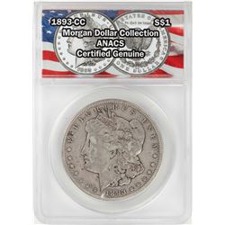 1893-CC $1 Morgan Silver Dollar Coin ANACS Certified Genuine