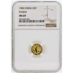 1983 China 5 Yuan Panda Gold Coin NGC MS69