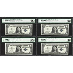 (4) Consecutive 1957B $1 Silver Certificate STAR Notes PMG Superb Gem Unc. 68PPQ