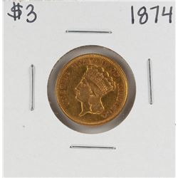 1874 $3 Indian Princess Head Gold Coin