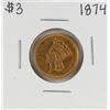 Image 1 : 1874 $3 Indian Princess Head Gold Coin