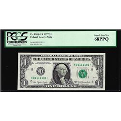 Fancy Binary Serial # 1977 $1 Federal Reserve STAR Note PCGS Superb Gem New 68PPQ