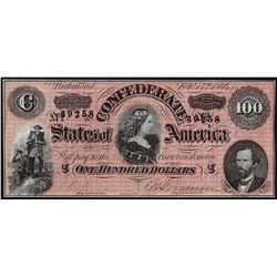 1864 $100 Confederate States of America Note