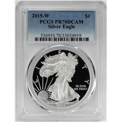 2015-W $1 Proof American Silver Eagle Coin PCGS PR70DCAM