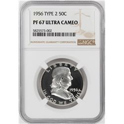 1956 Proof Franklin Half Dollar Coin NGC PF67 Type 2 Ultra Cameo